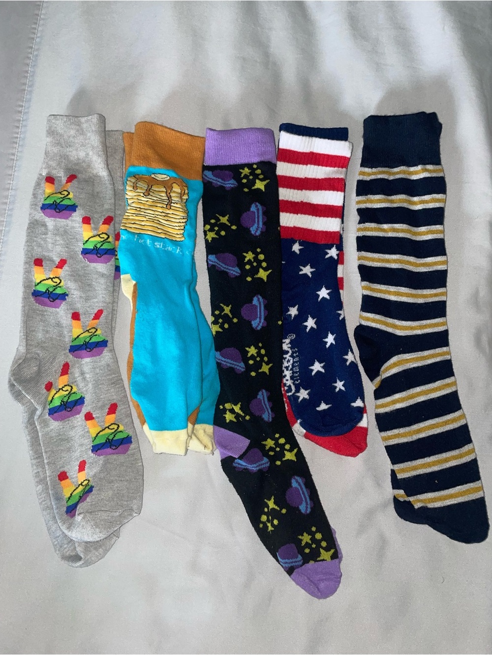 Colorful Men's Crew Socks Pack - Rainbow, Blue, Black, Navy